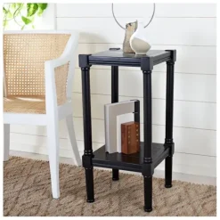 Accent & End Tables-Kirkland's Home Landry Carved Legs Accent Table Black