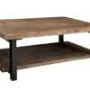 Coffee Tables-Kirkland's Home Large Brown Pine Wood And Metal Coffee Table Tan