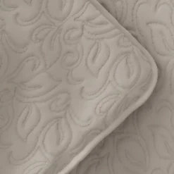 Quilts-Kirkland's Home Latte Floral Stitch 3-Pc. King Quilt Set Tan
