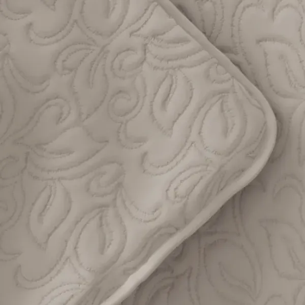 Quilts-Kirkland's Home Latte Floral Stitch 3-Pc. Queen Quilt Set Tan