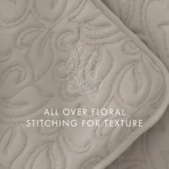 Quilts-Kirkland's Home Latte Floral Stitch 3-Pc. Queen Quilt Set Tan
