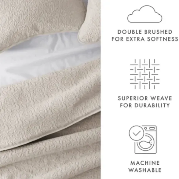 Quilts-Kirkland's Home Latte Floral Stitch 2-Pc. Twin Quilt Set Tan
