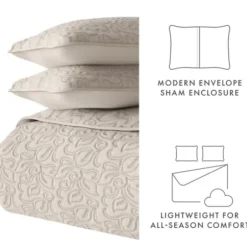 Quilts-Kirkland's Home Latte Floral Stitch 2-Pc. Twin Quilt Set Tan