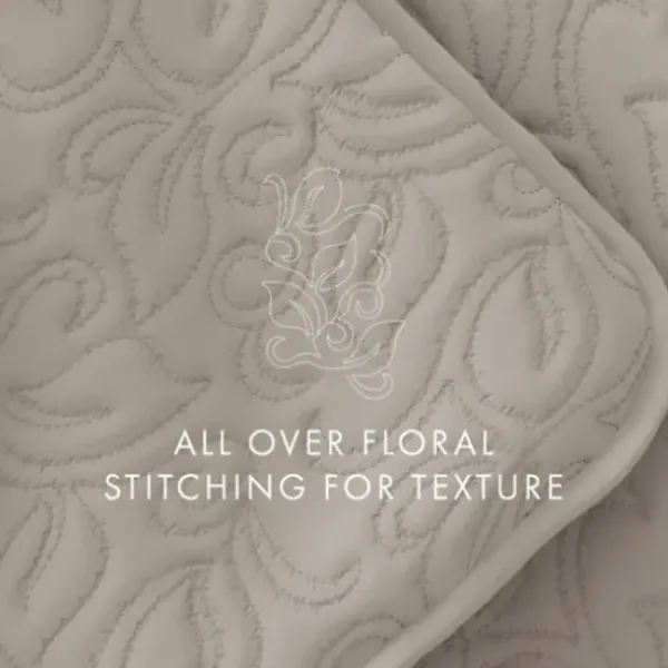 Quilts-Kirkland's Home Latte Floral Stitch 2-Pc. Twin Quilt Set Tan