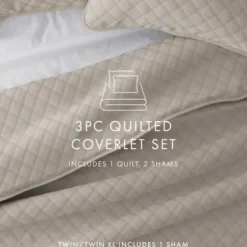 Quilts-Kirkland's Home Latte Stitched Diamond 2-Pc. Twin Quilt Set Tan