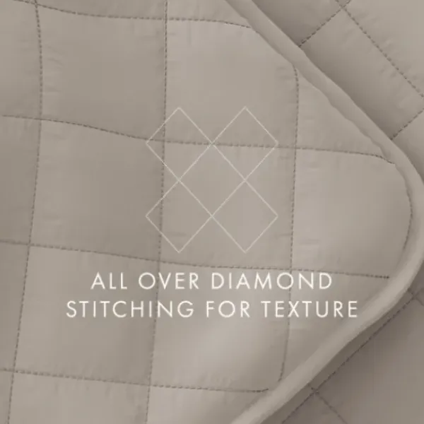 Quilts-Kirkland's Home Latte Stitched Diamond 3-Pc. Queen Quilt Set Tan