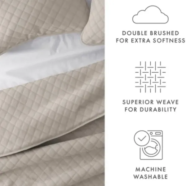 Quilts-Kirkland's Home Latte Stitched Diamond 3-Pc. King Quilt Set Tan