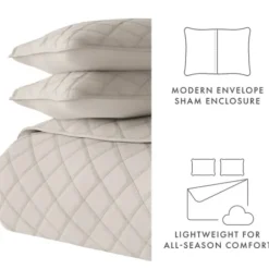 Quilts-Kirkland's Home Latte Stitched Diamond 3-Pc. King Quilt Set Tan