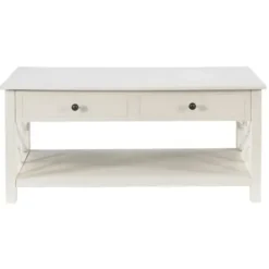 Coffee Tables-Kirkland's Home Lattice Raised Top Storage Coffee Table White