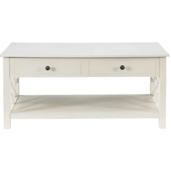 Coffee Tables-Kirkland's Home Lattice Raised Top Storage Coffee Table White