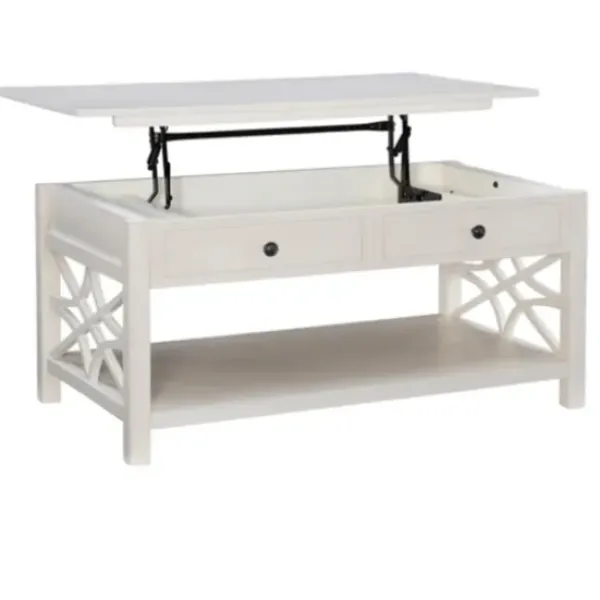Coffee Tables-Kirkland's Home Lattice Raised Top Storage Coffee Table White