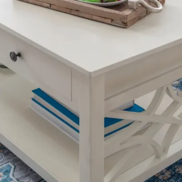 Coffee Tables-Kirkland's Home Lattice Raised Top Storage Coffee Table White