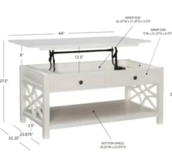 Coffee Tables-Kirkland's Home Lattice Raised Top Storage Coffee Table White