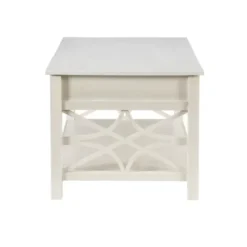 Coffee Tables-Kirkland's Home Lattice Raised Top Storage Coffee Table White