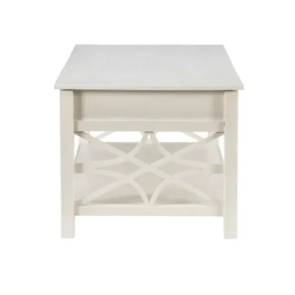 Coffee Tables-Kirkland's Home Lattice Raised Top Storage Coffee Table White