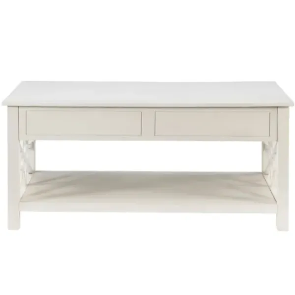 Coffee Tables-Kirkland's Home Lattice Raised Top Storage Coffee Table White