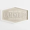 Wall Quotes & Signs-Kirkland's Home Laundry & Co. Hexagon Wood Plaque Tan/White