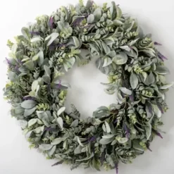 Wreaths-Kirkland's Home Lavender And Lamb'S Ear Wreath Green/Purple