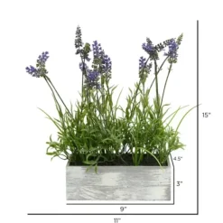 Arrangements & Greenery-Kirkland's Home Lavender Arrangement In Gray Planter Box Purple/Green/Gray