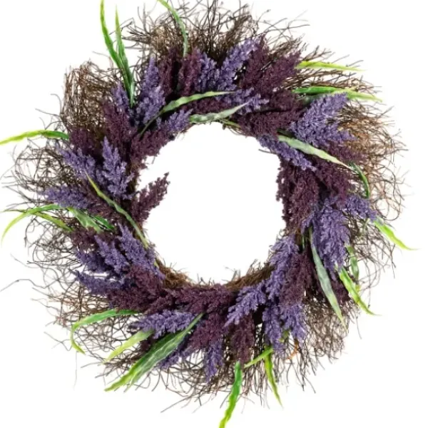 Wreaths-Kirkland's Home Lavender Leaf Spiral Wreath Purple/Green