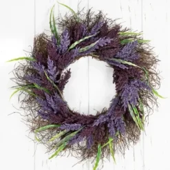 Wreaths-Kirkland's Home Lavender Leaf Spiral Wreath Purple/Green
