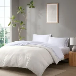 Bed Sheets-Kirkland's Home Leafy Vine Hem Microfiber 4-Pc. King Sheet Set White/Green