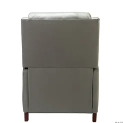 Accent Chairs-Kirkland's Home Leather Nailhead Traditional Recliner Gray
