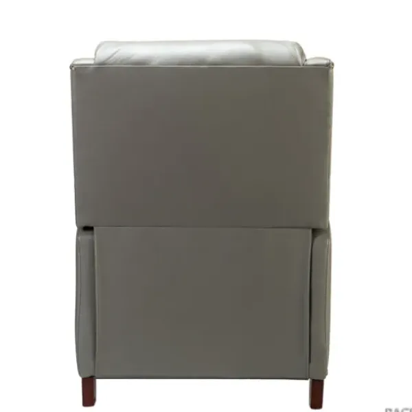 Accent Chairs-Kirkland's Home Leather Nailhead Traditional Recliner Gray
