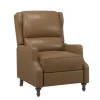 Accent Chairs-Kirkland's Home Leather Nailhead Trim Classic Recliner Brown