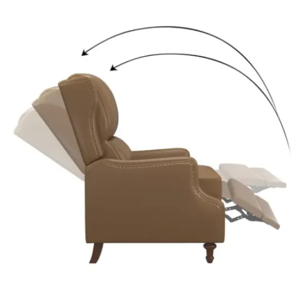 Accent Chairs-Kirkland's Home Leather Nailhead Trim Classic Recliner Brown