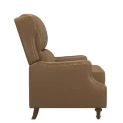 Accent Chairs-Kirkland's Home Leather Nailhead Trim Classic Recliner Brown