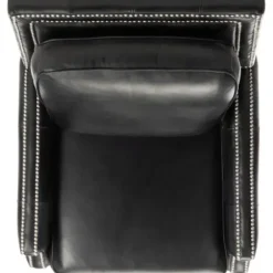 Accent Chairs-Kirkland's Home Leather Nailhead Trim Recliner Black