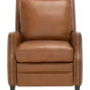 Accent Chairs-Kirkland's Home Leather Nailhead Trim Recliner Brown