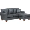 Sofas & Loveseats-Kirkland's Home Leather Rolled Arm Sectional Gray