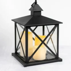 Lanterns-Kirkland's Home Led 3-Pillar Candle Lantern Black