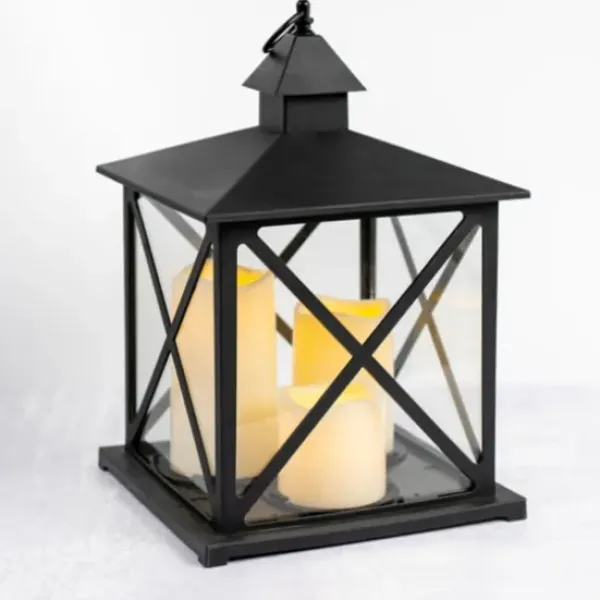 Lanterns-Kirkland's Home Led 3-Pillar Candle Lantern Black