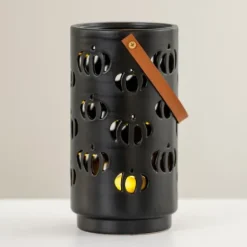 Lanterns-Kirkland's Home Led Pumpkin Cut-Outs Lantern, 9.8 In. Black