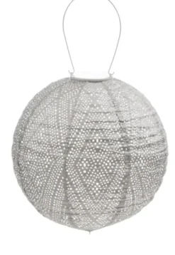 Outdoor Lighting-Kirkland's Home Led Round Light Taupe Outdoor Hanging Lantern Gray