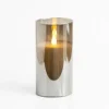 Flameless Candles-Kirkland's Home Led Soft Flame Glass Pillar Candle, 4X6 In. Gray