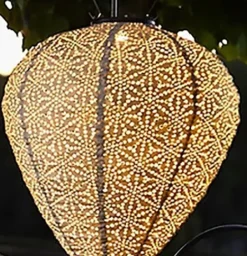 Outdoor Lighting-Kirkland's Home Led Taupe Balloon Outdoor Hanging Lantern Gray