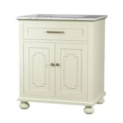 Bathroom Furniture-Kirkland's Home Leonhard Marble Sink Vanity Ivory
