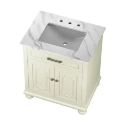 Bathroom Furniture-Kirkland's Home Leonhard Marble Sink Vanity Ivory