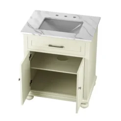 Bathroom Furniture-Kirkland's Home Leonhard Marble Sink Vanity Ivory