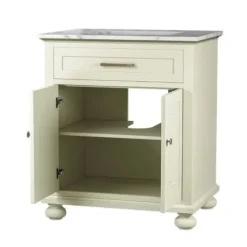 Bathroom Furniture-Kirkland's Home Leonhard Marble Sink Vanity Ivory