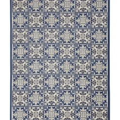 Outdoor Rugs-Kirkland's Home Leslie Green Floral Trellis Outdoor Rug, 5X8 Green/White