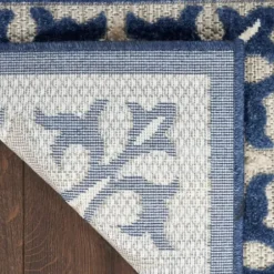 Outdoor Rugs-Kirkland's Home Leslie Green Floral Trellis Outdoor Rug, 5X8 Green/White