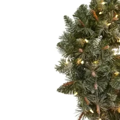 Wreaths-Kirkland's Home Liana Lightly Frosted Pine Pre-Lit Wreath, 30 In. Green