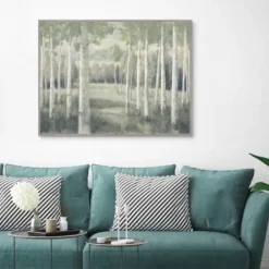 Framed Art-Kirkland's Home Light Aspens Forest Framed Wall Art Gray/White/Green