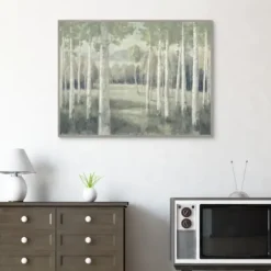 Framed Art-Kirkland's Home Light Aspens Forest Framed Wall Art Gray/White/Green
