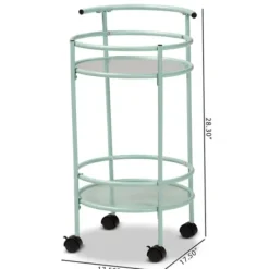 Kitchen Islands & Bar Carts-Kirkland's Home Light Blue Round Metal Bar Cart